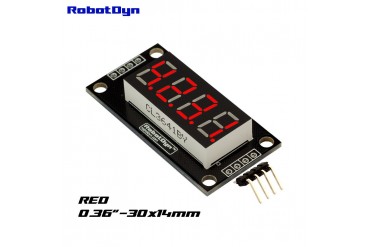 4-Digit LED Display Tube, 7-segments, TM1637, 30x14mm (Red (decimal point))