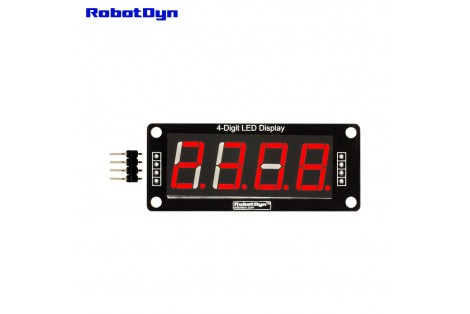 4-Digit LED Display Tube, 7-segments, TM1637, 50x19mm (Red (decimal point))