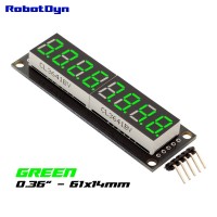 8-Digit LED Display Tube, 7-segments, decimal points, 61x14mm,74HC595 (Green)