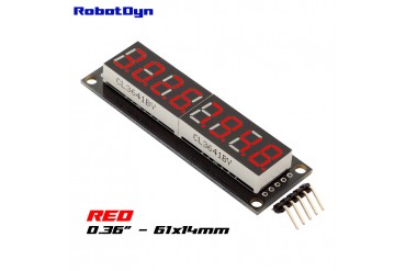 8-Digit LED Display Tube, 7-segments, decimal points, 61x14mm,74HC595 (Red)