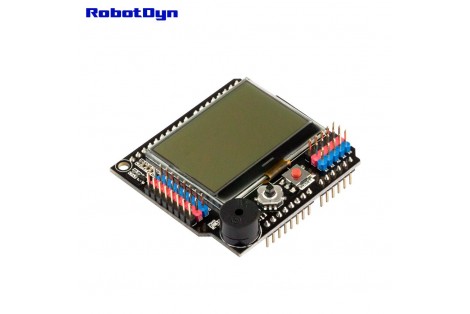 Graphic LCD 128x64 + Buzzer, Shield for Arduino (Semi-assembled)