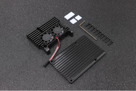 Aluminum Case Alloy Armor with Cooling Heatsink Dual Fan for Raspberry Pi 4